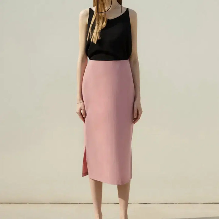 [BUNJANG] ciewa Slit Skirt Pink M / 시에 비아 슬릿 스커트 핑크m