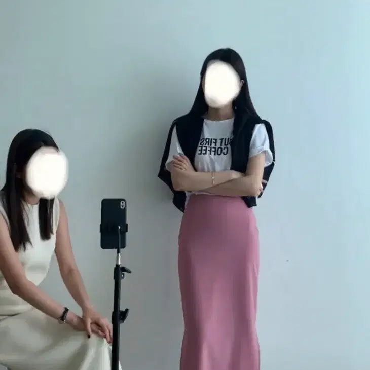 [BUNJANG] ciewa Slit Skirt Pink M / 시에 비아 슬릿 스커트 핑크m