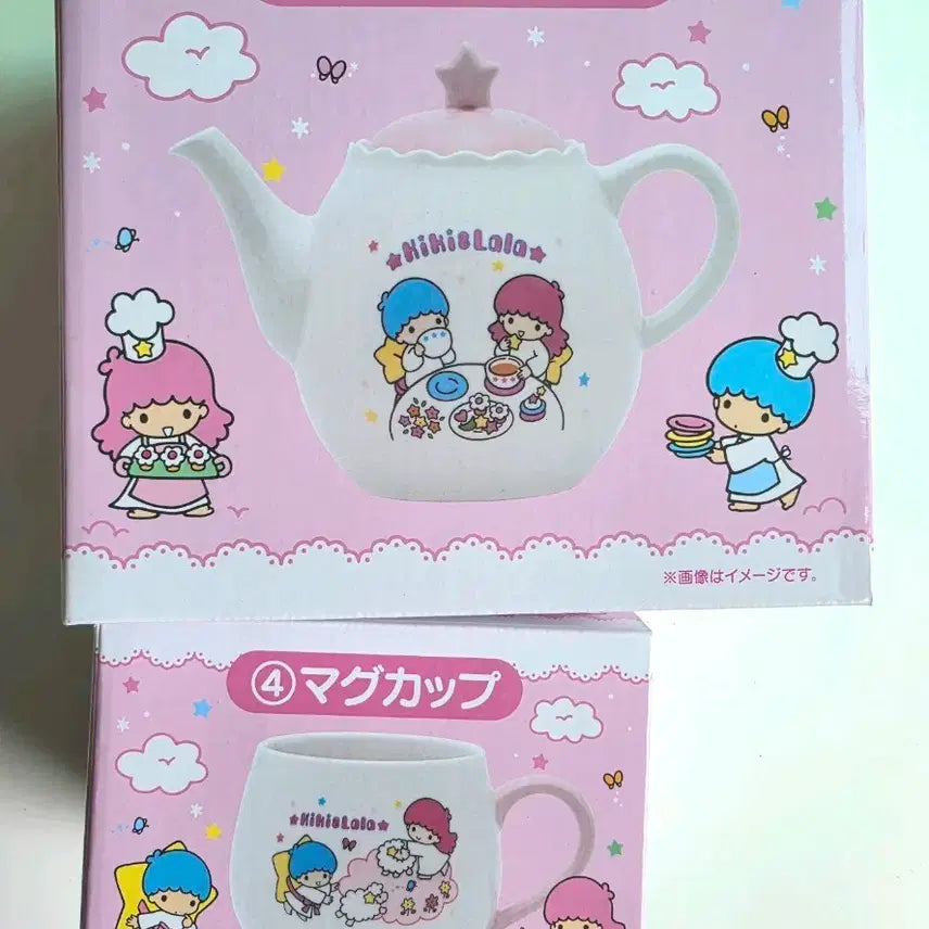 [BUNJANG] Sanrio Little Twin Stars Kiki Lala Teapot &amp; Mug Set / 산리오 리틀트윈스타 쿠지 티팟, 머그 키키라라 세트(일괄)