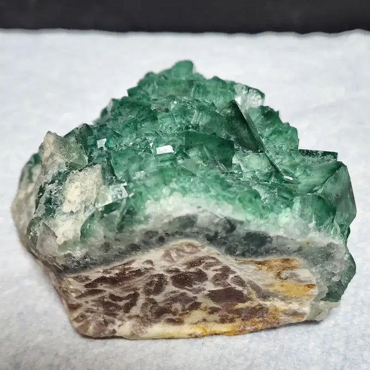 [BUNJANG] Natural Green Fluorite Crystal Cluster with Stand / 천연크리스탈 그린 플루오라이트 원석+받침대