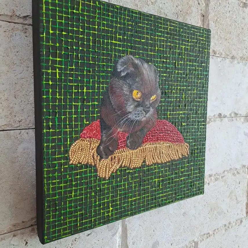 [BUNJANG] Cat Acrylic Painting Frame "Knitting Too, Meow" / 고양이 아크릴 그림액자입니다