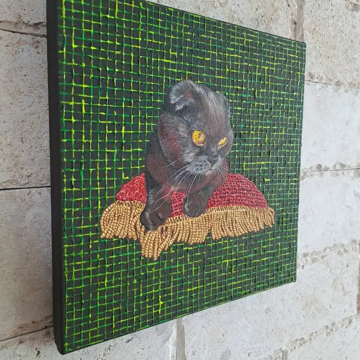 [BUNJANG] Cat Acrylic Painting Frame "Knitting Too, Meow" / 고양이 아크릴 그림액자입니다