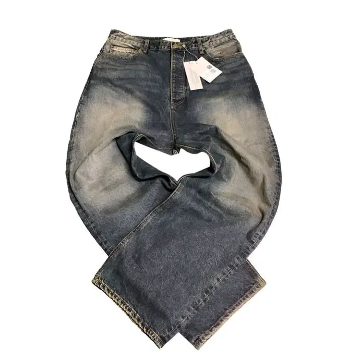 [BUNJANG] Undermycar Anti Fxxking Logo Washed Wide Brush Trousers / 언더마이카 무.26 안티 Fxxking 로고 플레이 브러쉬 워시드 와이드