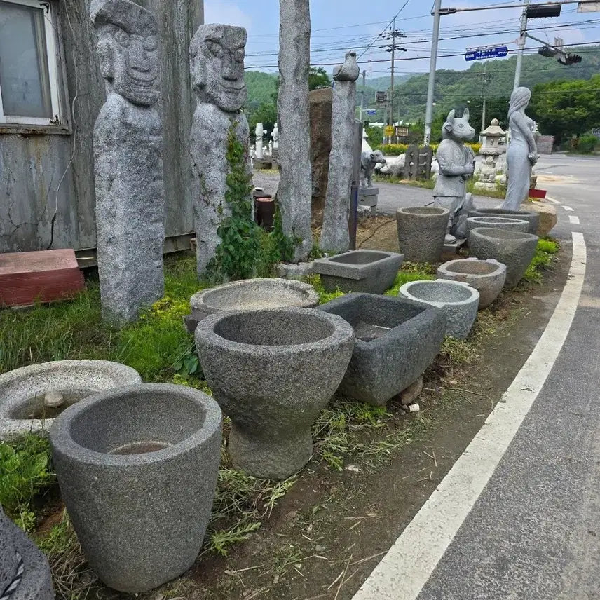 [BUNJANG] Seocheon Blue Stone Large Mortar Set of 6 / 대형 서천 청석절구 6개