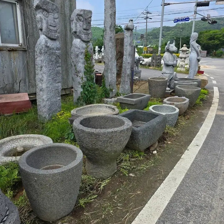 [BUNJANG] Seocheon Blue Stone Large Mortar Set of 6 / 대형 서천 청석절구 6개