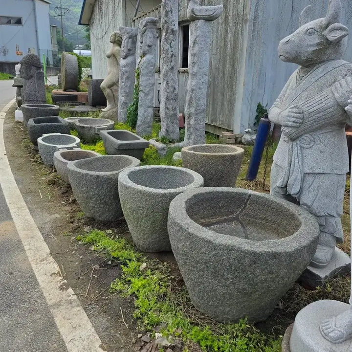 [BUNJANG] Seocheon Blue Stone Large Mortar Set of 6 / 대형 서천 청석절구 6개