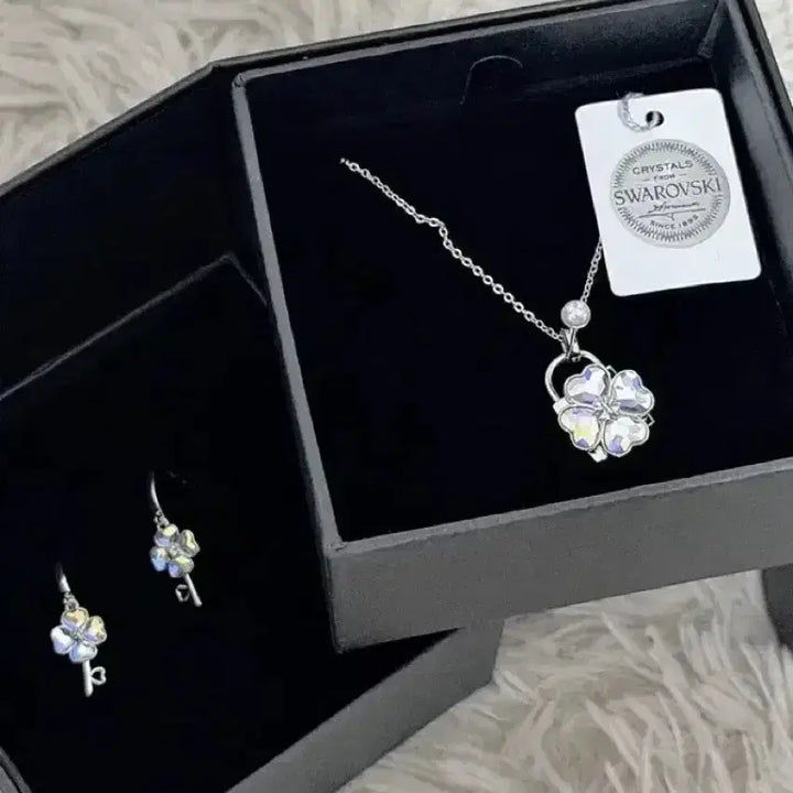 [BUNJANG] Humpty Lock Dumpty Key Swarovski Crystal Necklace and Earrings Set / (급처)캐캐체 험프티록 덤프티키 스왈로브스키 목걸이 귀걸이set