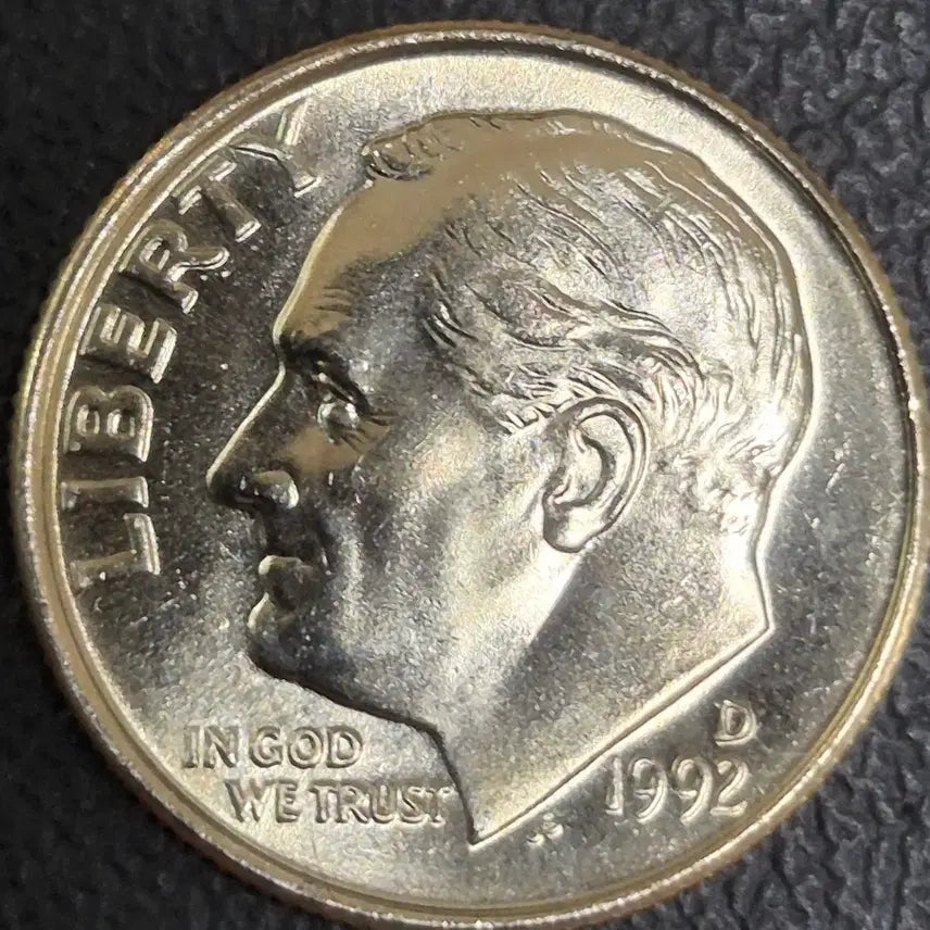 [BUNJANG] 1992 D Mint Error US 10 Cent Coin - Double Rim (Uncirculated) / 1992년 D발행 미국 10센트 더블 림  주조에러 (완전 미사용)