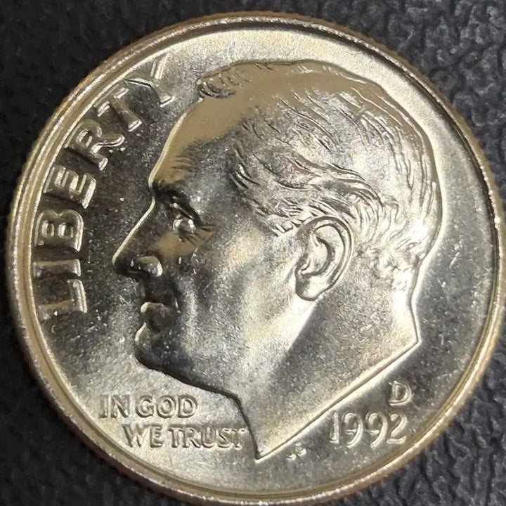 [BUNJANG] 1992 D Mint Error US 10 Cent Coin - Double Rim (Uncirculated) / 1992년 D발행 미국 10센트 더블 림  주조에러 (완전 미사용)