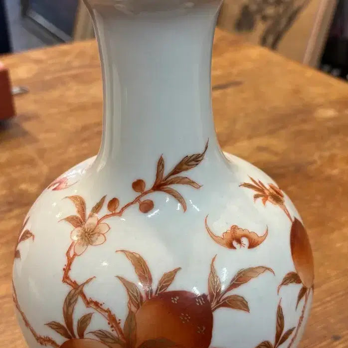 [BUNJANG] Enameled Celadon Vase with Peach Blossom Design / 법랑채 도화문 화병