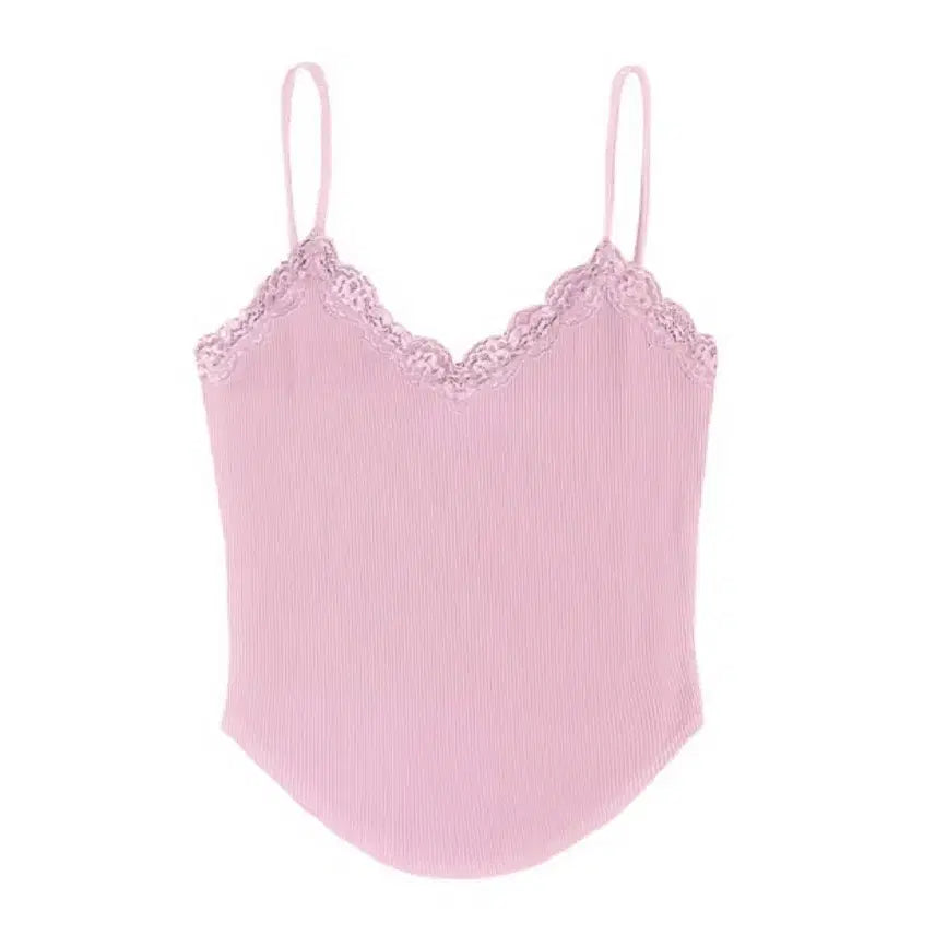 [BUNJANG] Please Follow Lace Cami Top Pink / 플노팔 플리즈노팔로우 레이스 나시 핑크