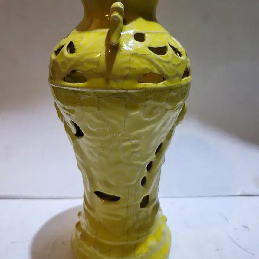 [BUNJANG] Chinese Yellow Glaze Ceramic Vase with Dragon Handles / 중국도자기 시요