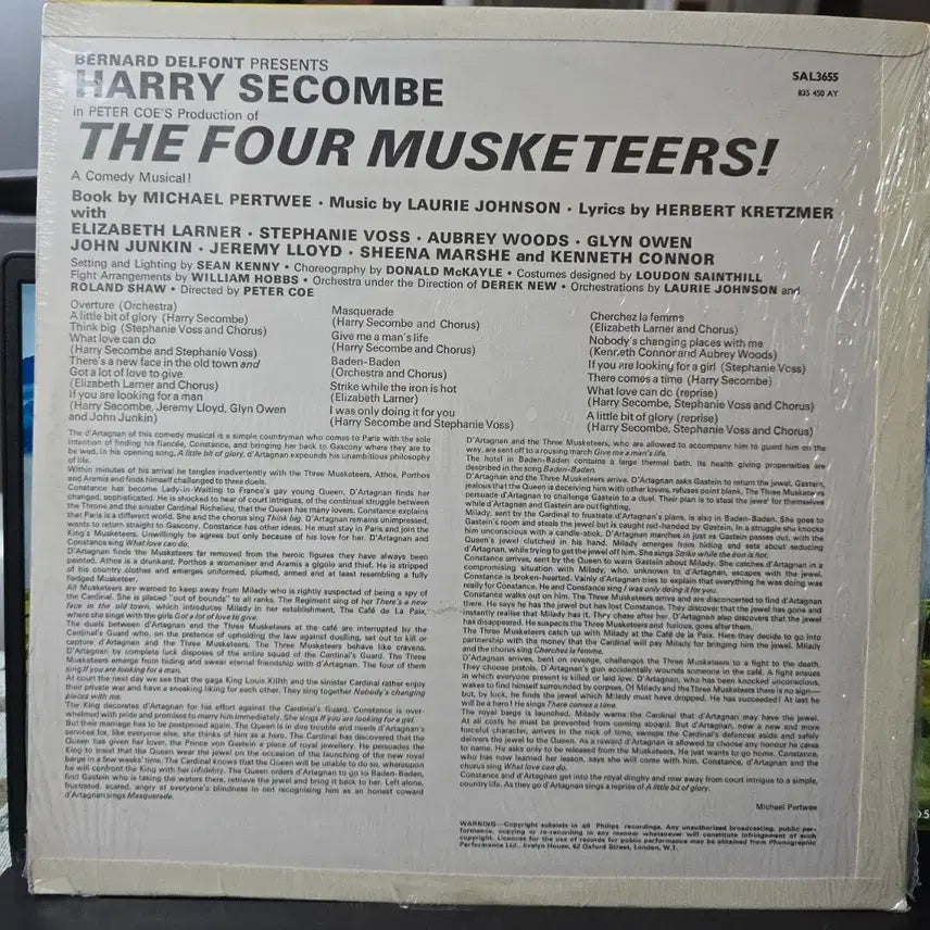 [BUNJANG] The Four Musketeers! Original London Cast Recording Vinyl LP (Sealed) / 뮤지컬_Four Musketeers!(사총사)_미개봉LP(UK)