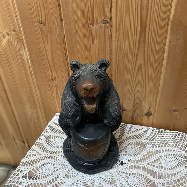 [BUNJANG] Vintage Hand-Carved Wood Bear Sculpture / 빈티지 우드 베어 곰 조각 장식품