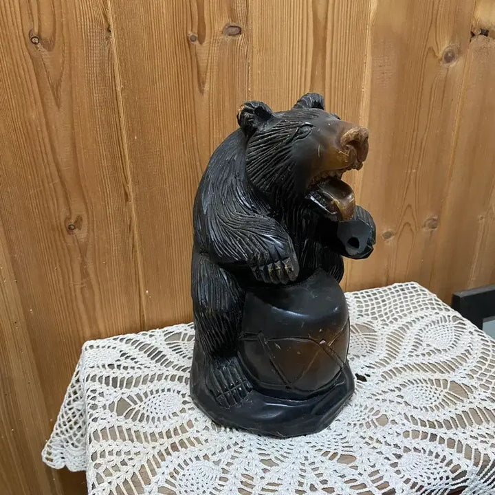 [BUNJANG] Vintage Hand-Carved Wood Bear Sculpture / 빈티지 우드 베어 곰 조각 장식품