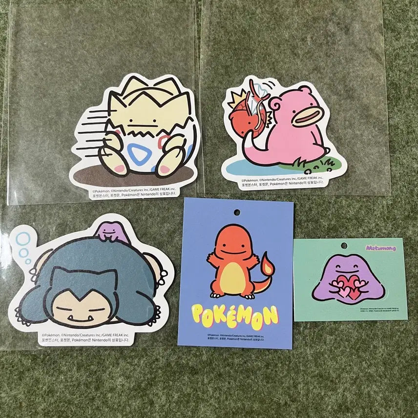 [BUNJANG] Pokemon Ditto, Slowpoke, Togepi, Snorlax, Charmander Playground Cafe Sticker &amp; Paper Set / 포켓몬 메타몽 야돈 토게피 잠만보 파이리 놀이터 카페 스티커 종이