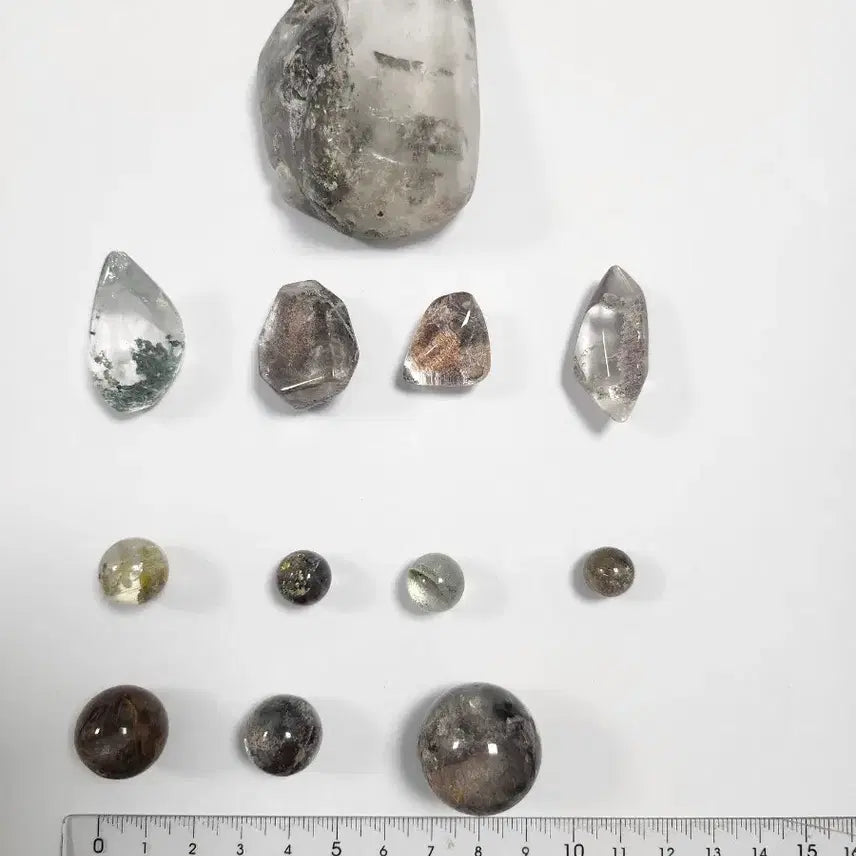 [BUNJANG] Garden Quartz Natural Mineral Tumbled Stones &amp; Spheres Collection (12 pcs) / 가든 쿼츠(정원수정) 천연광물원석 텀블스톤 및 스피어 12개 모음