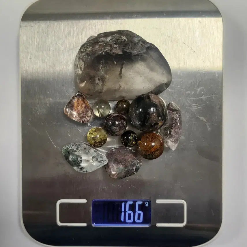 [BUNJANG] Garden Quartz Natural Mineral Tumbled Stones &amp; Spheres Collection (12 pcs) / 가든 쿼츠(정원수정) 천연광물원석 텀블스톤 및 스피어 12개 모음