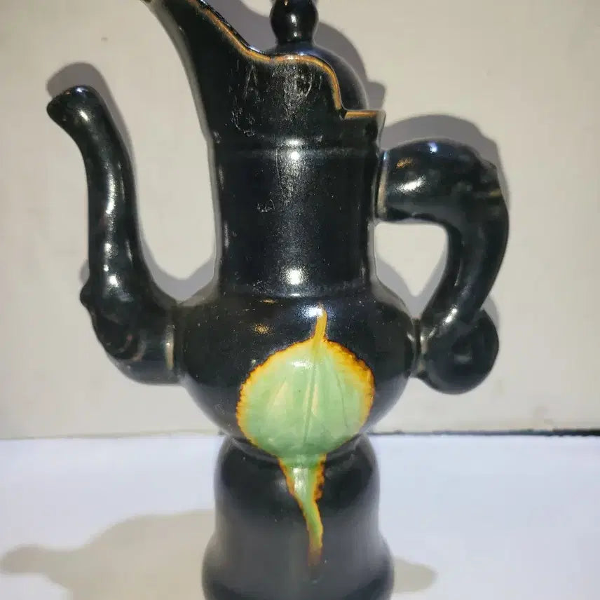 [BUNJANG] Black Glazed Celadon Leaf Pattern Jar / 흑유 낙엽문 집호