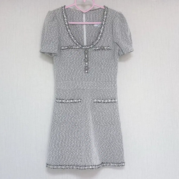 [BUNJANG] A-Line Grey Tweed Dress / 티아라 A라인 그레이 트위드 원피스 수입의류 하객룩 에이블리 스나계