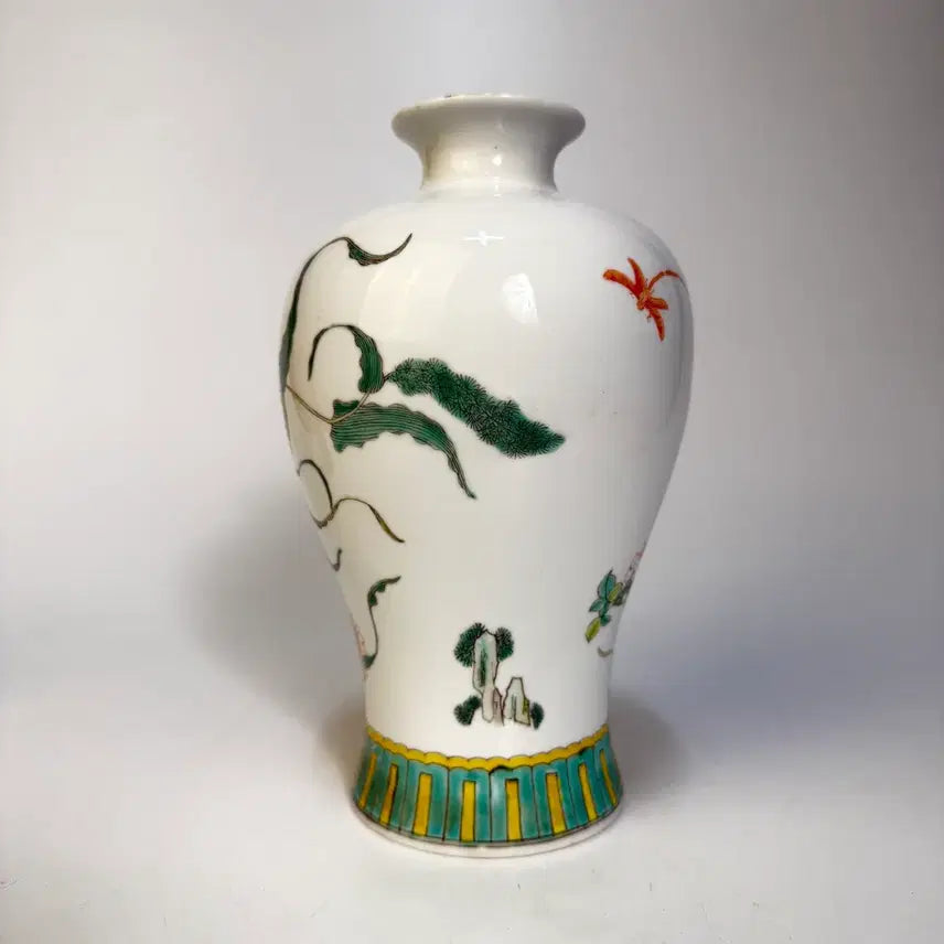 [BUNJANG] Celadon Porcelain Vase with Bird and Flower Decoration / 분채 화조문 매병