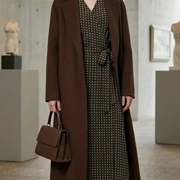 [BUNJANG] FROMCO Brown Pattern Long Wrap Dress / FROMCO 브라운 패턴 롱 랩원피스 F