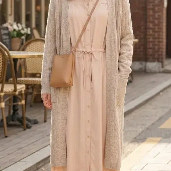 [BUNJANG] Unanswered Mystery Shirtdress Beige / 언앤서드미스터리 셔츠 원피스 베이지 55