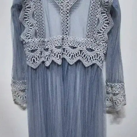 [BUNJANG] Blue Lace Mesh Dress / 레이스 망사 원피스 44