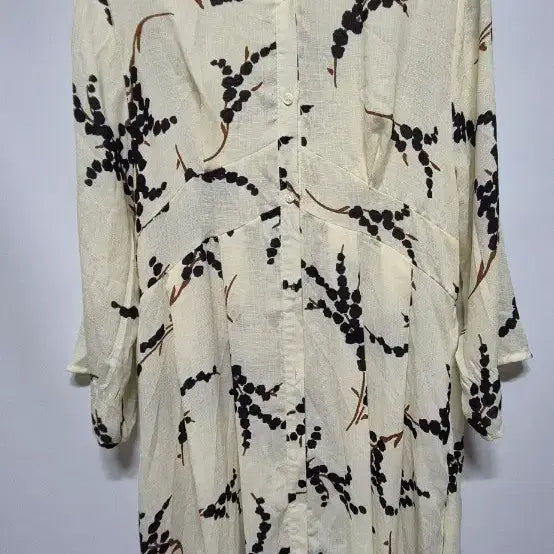 [BUNJANG] Cream Pattern Long Shirt Dress / 크림색 패턴 롱 원피스 44~55