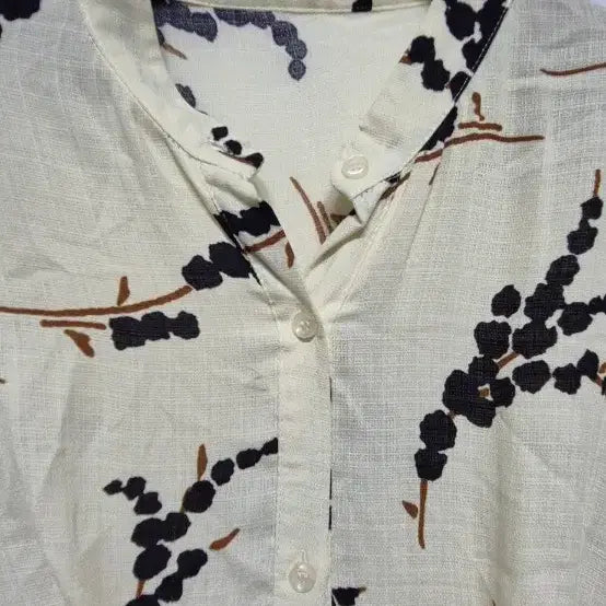 [BUNJANG] Cream Pattern Long Shirt Dress / 크림색 패턴 롱 원피스 44~55