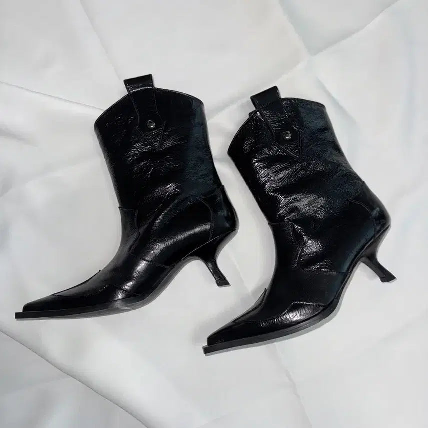 [BUNJANG] Bohemian Seoul Stiletto Middle Boots Black / 보헤미안서울) 스틸레토 미들 부츠