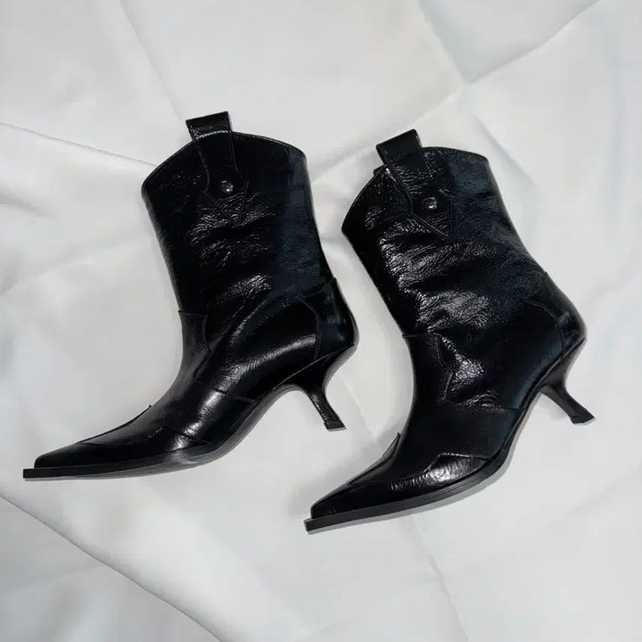 [BUNJANG] Bohemian Seoul Stiletto Middle Boots Black / 보헤미안서울) 스틸레토 미들 부츠