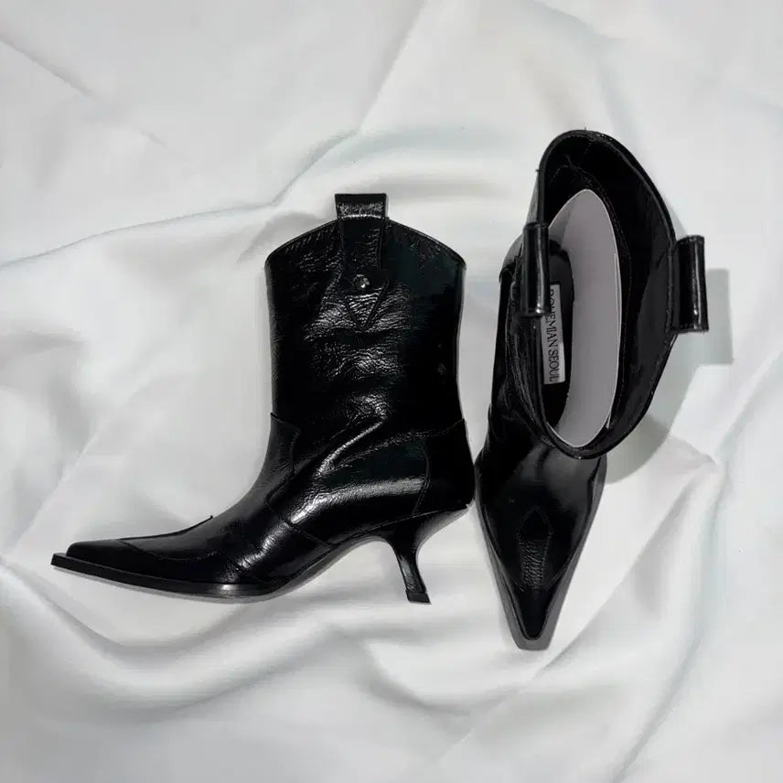 [BUNJANG] Bohemian Seoul Stiletto Middle Boots Black / 보헤미안서울) 스틸레토 미들 부츠