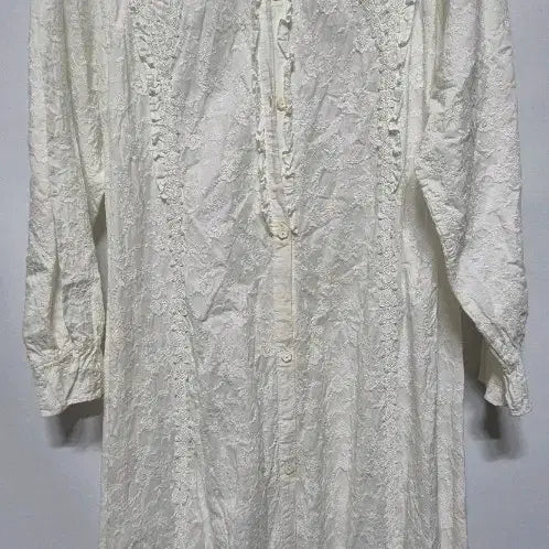 [BUNJANG] White Lace Frill Dress (Size 55) / 화이트 레이스 프릴 원피스 55