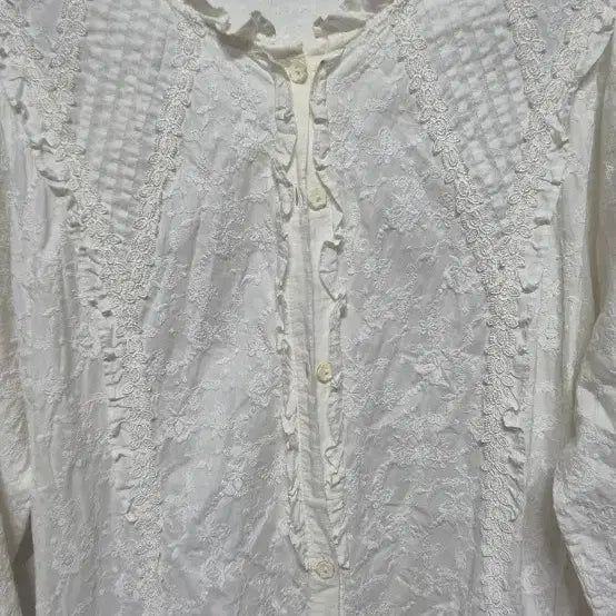 [BUNJANG] White Lace Frill Dress (Size 55) / 화이트 레이스 프릴 원피스 55