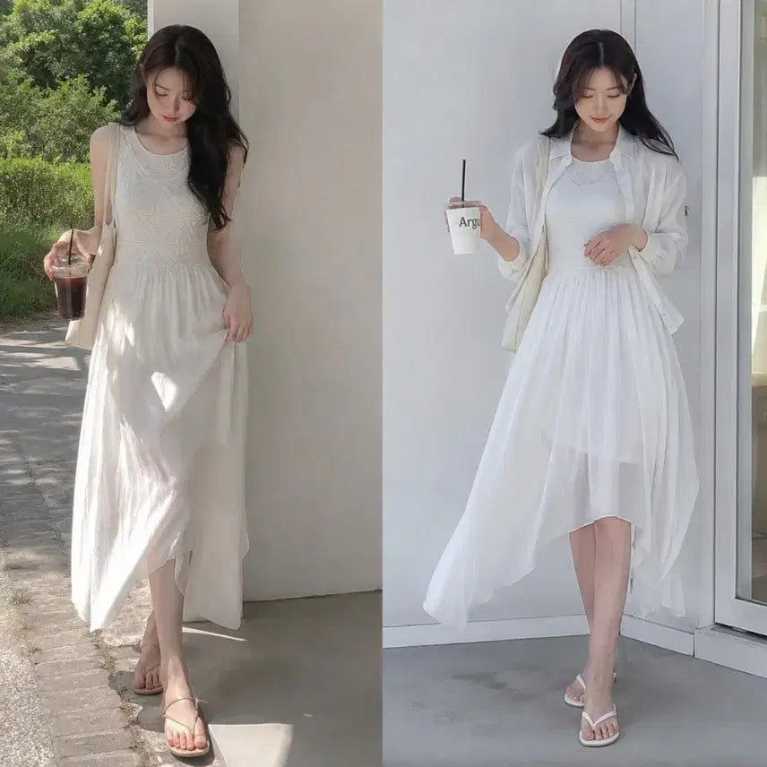 [BUNJANG] H&amp;M Sleeveless Dress Ivory 44-55 / H&amp;M 민소매 원피스 아이보리 44~55