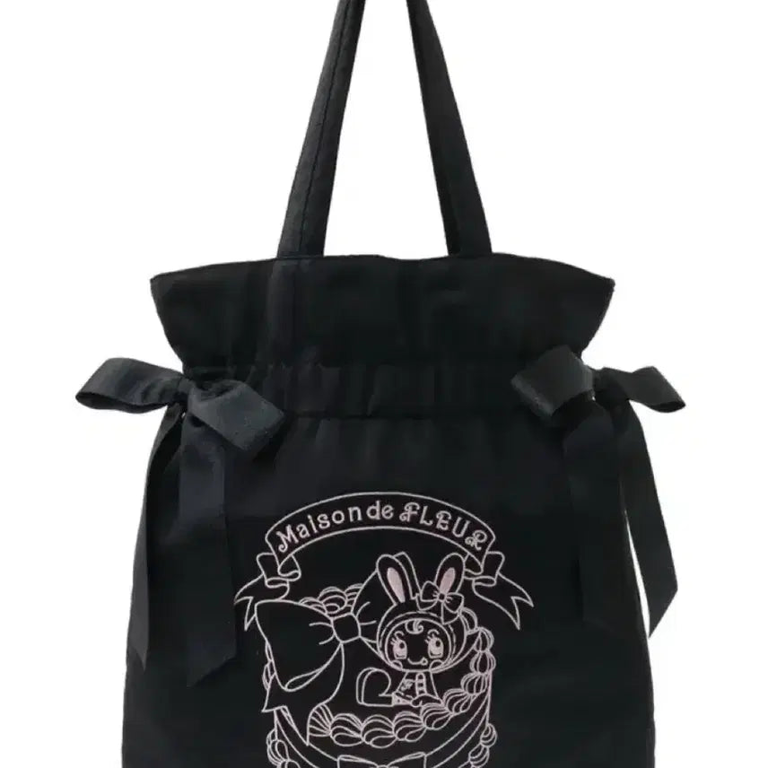 [BUNJANG] Maison de Fleur Mezzo Piano Double Ribbon Tote Bag Black / 메종드플뢰르 메조피아노 더블 리본 토트백 블랙 양산형 지뢰계 스나계
