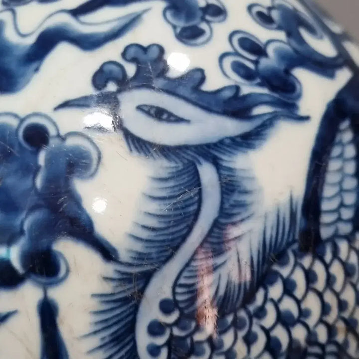 [BUNJANG] Ilseondangje Celadon Blue and White Phoenix Vase (38cm) / 일선당제 청화 화봉문 호로병 높이 38cm