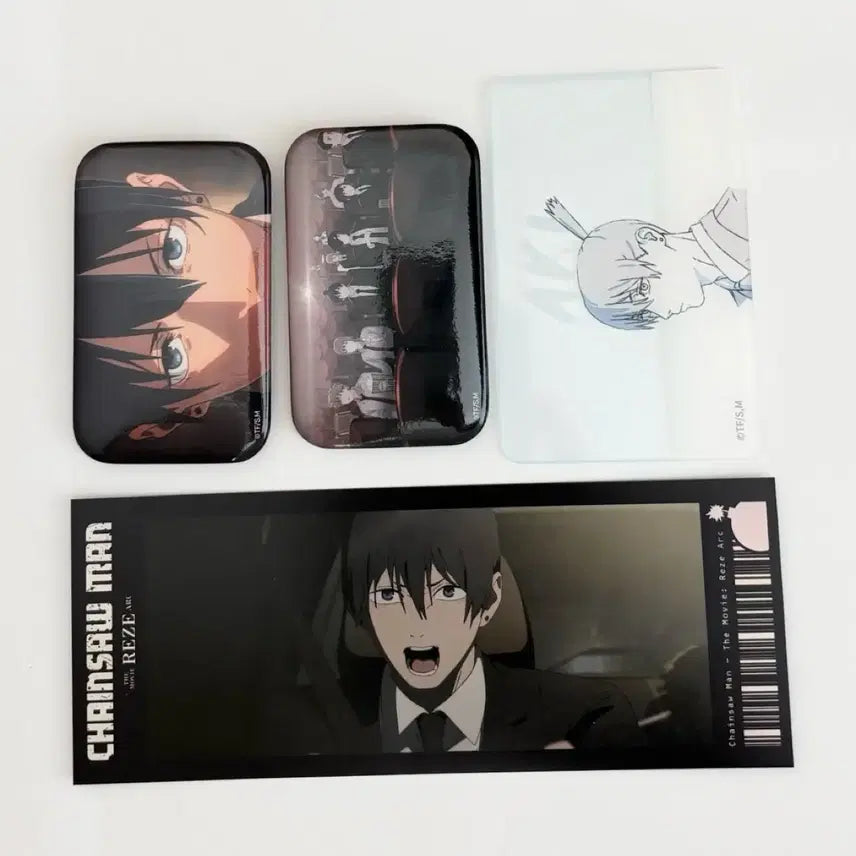 [BUNJANG] Chainsaw Man Pop-up Aki Acrylic Card, Badge, Ticket Bundle / 체인소맨 팝업 아키 캔뱃지, 원화 아크릴 카드, 티켓