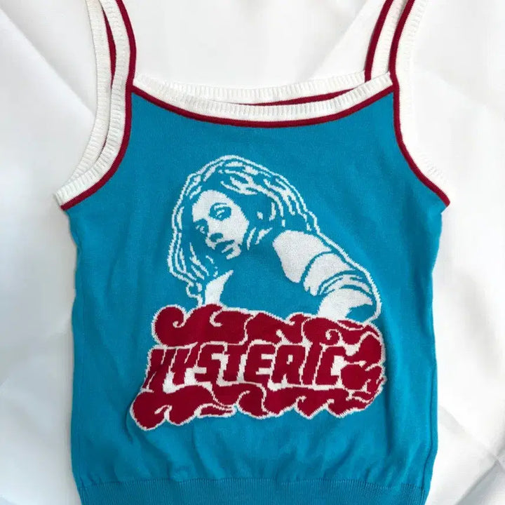 [BUNJANG] Hysteric Glamour Knit Sleeveless Top Blue / 히스테릭글래머) 니트 슬리브리스 탑