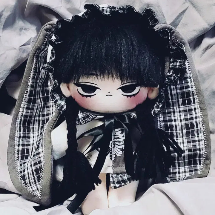 [BUNJANG] 20cm Wed. Bone Ggug Doll with Detachable Braided Headband and Gothic Rabbit Hoodie / 20cm 솜인형 웬스티 양도합니다