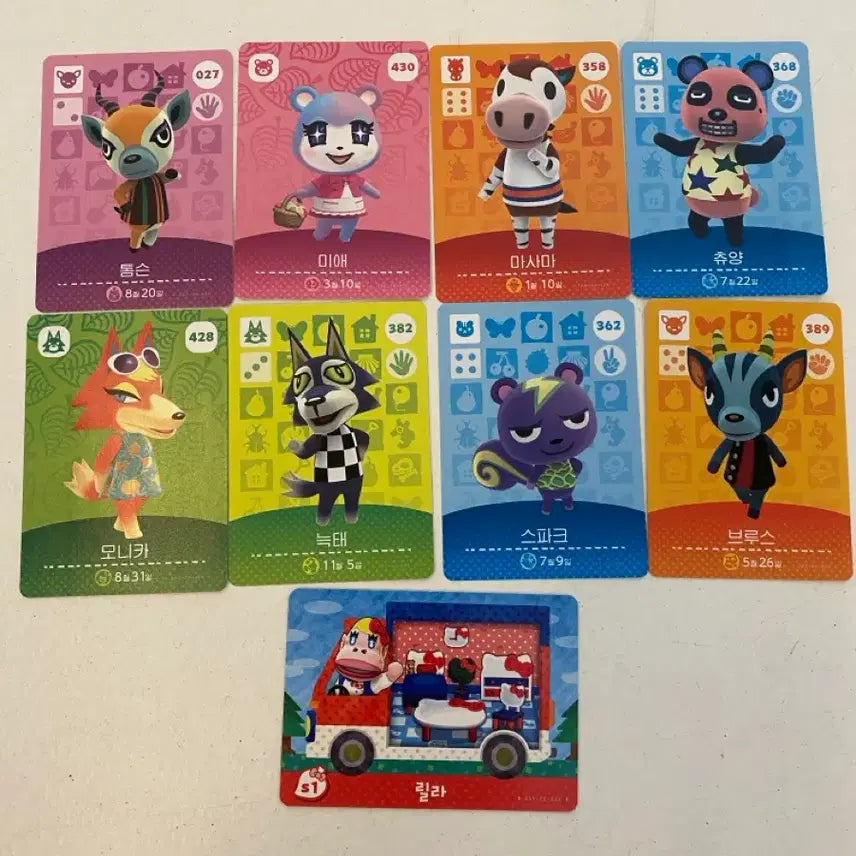 [BUNJANG] Nintendo Amiibo Animal Crossing Popular Characters Card Bundle Set (10 Cards) / 닌텐도 아미보 동숲 동물의숲 카드 인기캐 10장 일괄 판매