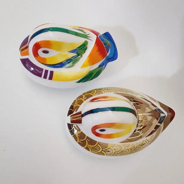 [BUNJANG] Vintage Yo-up Development Mandarin Duck &amp; Lovebird Sugar Bowl &amp; Creamer Set - Accessory/Jewelry Box / 2세트가/빈티지 요업개발 원앙 잉꼬 설탕기 프림기 세트/ 액세사리 보석함