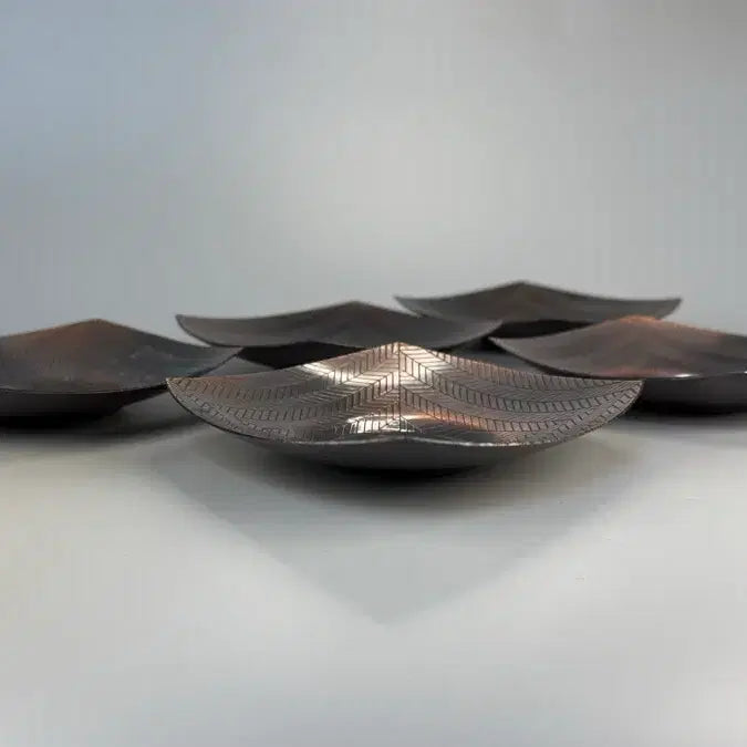 [BUNJANG] Samgeumdang Brass Square Cup Saucer Set (5 pieces) / 삼금당 동제 사방형 잔탁 5매 차탁 잔대 잔받침 차선