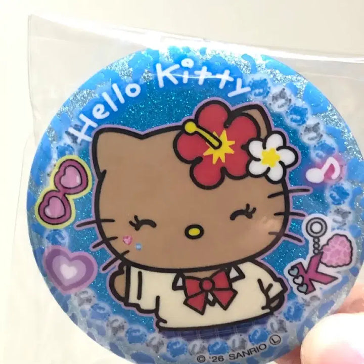 [BUNJANG] Sanrio Hello Kitty After School Uniform Series Glitter Can Badge (Sealed) / 헬로키티 방과후 교복걸 캔뱃지 비닐 미개봉 새상품