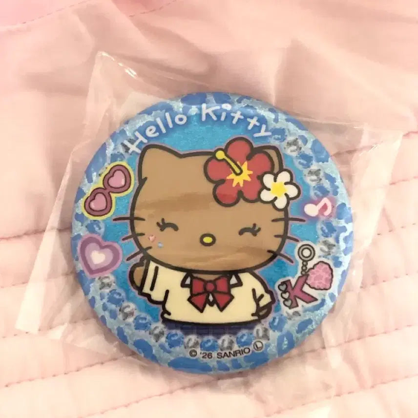 [BUNJANG] Sanrio Hello Kitty After School Uniform Series Glitter Can Badge (Sealed) / 헬로키티 방과후 교복걸 캔뱃지 비닐 미개봉 새상품