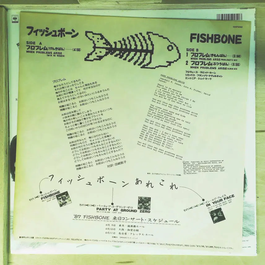 [BUNJANG] Fishbone When Problems Arise 12-inch Japanese First Press Vinyl / Fishbone When Problems Arise 12인치 일본 초반