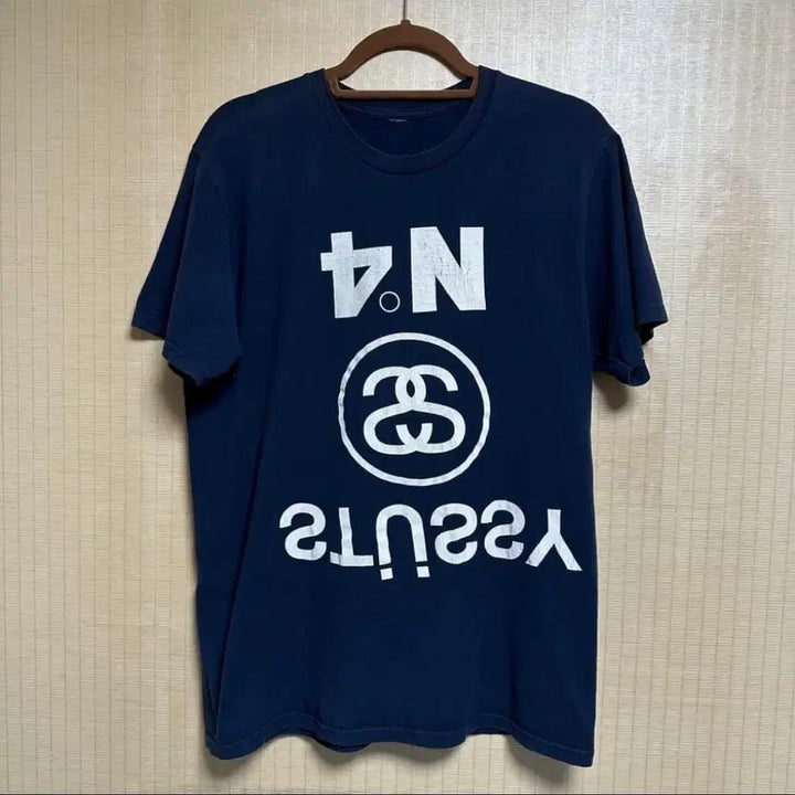 [BUNJANG] Vintage Stussy 00s Reverse Chanel Parody T-Shirt Navy / 00s 빈티지 스투시 리버스 반팔 티셔츠
