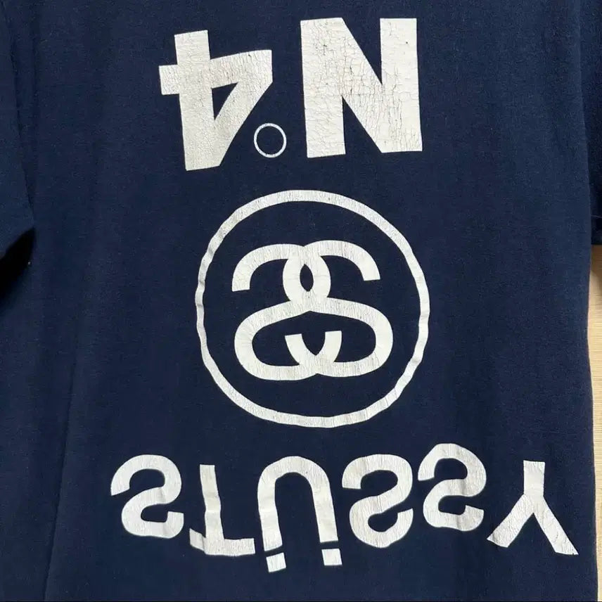 [BUNJANG] Vintage Stussy 00s Reverse Chanel Parody T-Shirt Navy / 00s 빈티지 스투시 리버스 반팔 티셔츠