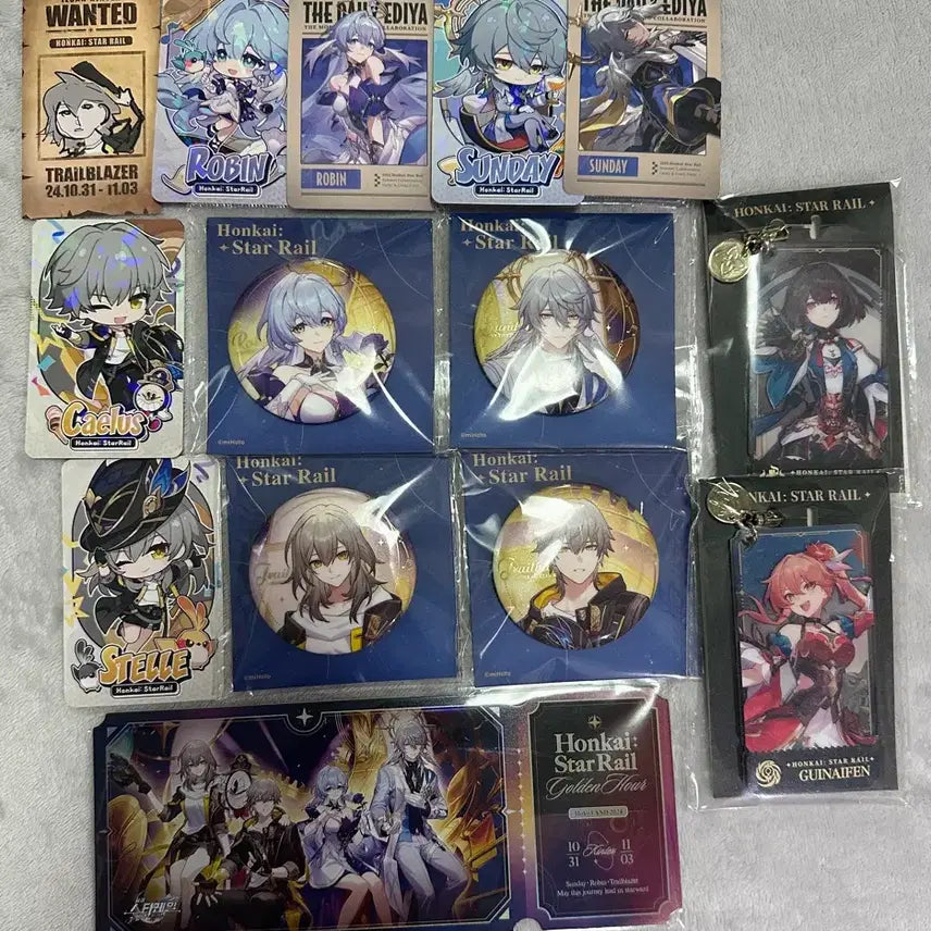 [BUNJANG] Honkai Star Rail Sunday Robin Cullio Stella Bundle Set Acrylic Keychain &amp; Can Badges / 붕괴 스타레일 선데이 로빈 카일루스 스텔라 일괄 판매